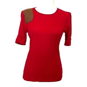 Lauren Ralph Lauren Women's Top T-Shirt Red Short Sleeve Size S